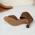 thumbnail image 4 of Samdudou Heels for Women Open Toe Knit Stretch Ankle Bootie Sandals Elegant Slip On Spool Low Heel Dressy Shoes for Evening Party Wedding Guest Dance Banquet, 4 of 9