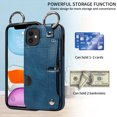 thumbnail image 2 of Allytech Wallet Case for iPhone 11, [Card Slot] [Ring Buckle] [Adjustable Wristband with Snap Buckles] Premium PU Leather Kickstand Shockproof Case Cover for Women Men - Blue, 2 of 10