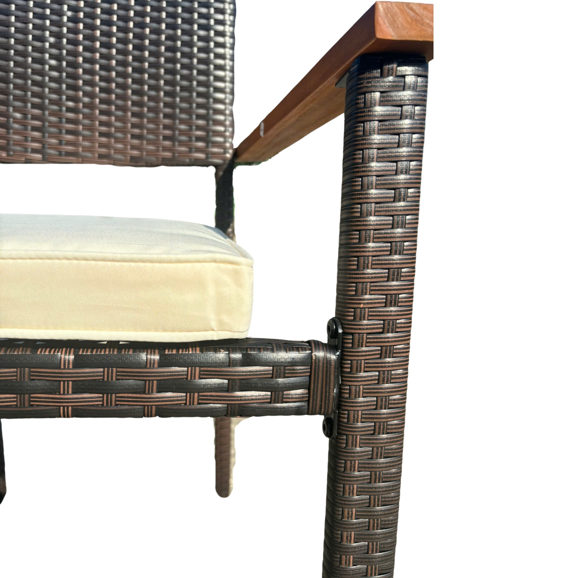 7 Pieces Patio Conversation Set,Outdoor Dining Set with Rectangular Table,Brown Wicker + Cream Cushion