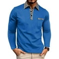 thumbnail image 2 of FRSASU Men's Polo Shirts Long Sleeve Casual Polo T-Shirts Color Block Slim Fit Golf Polo Shirt with Pocket Blue, 2 of 8