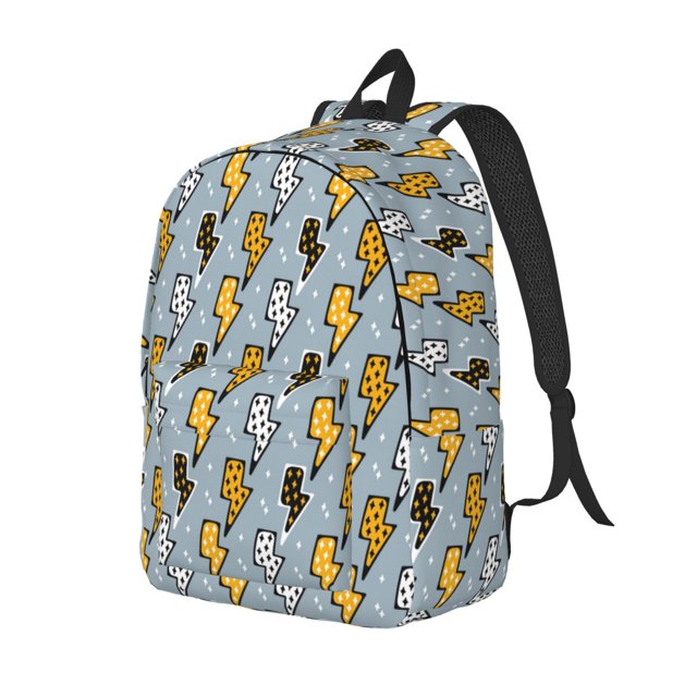 Disketp Lightning Bolts print Canvas Backpack Lightweight Travel Daypack Student Rucksack Laptop Backpack-Small