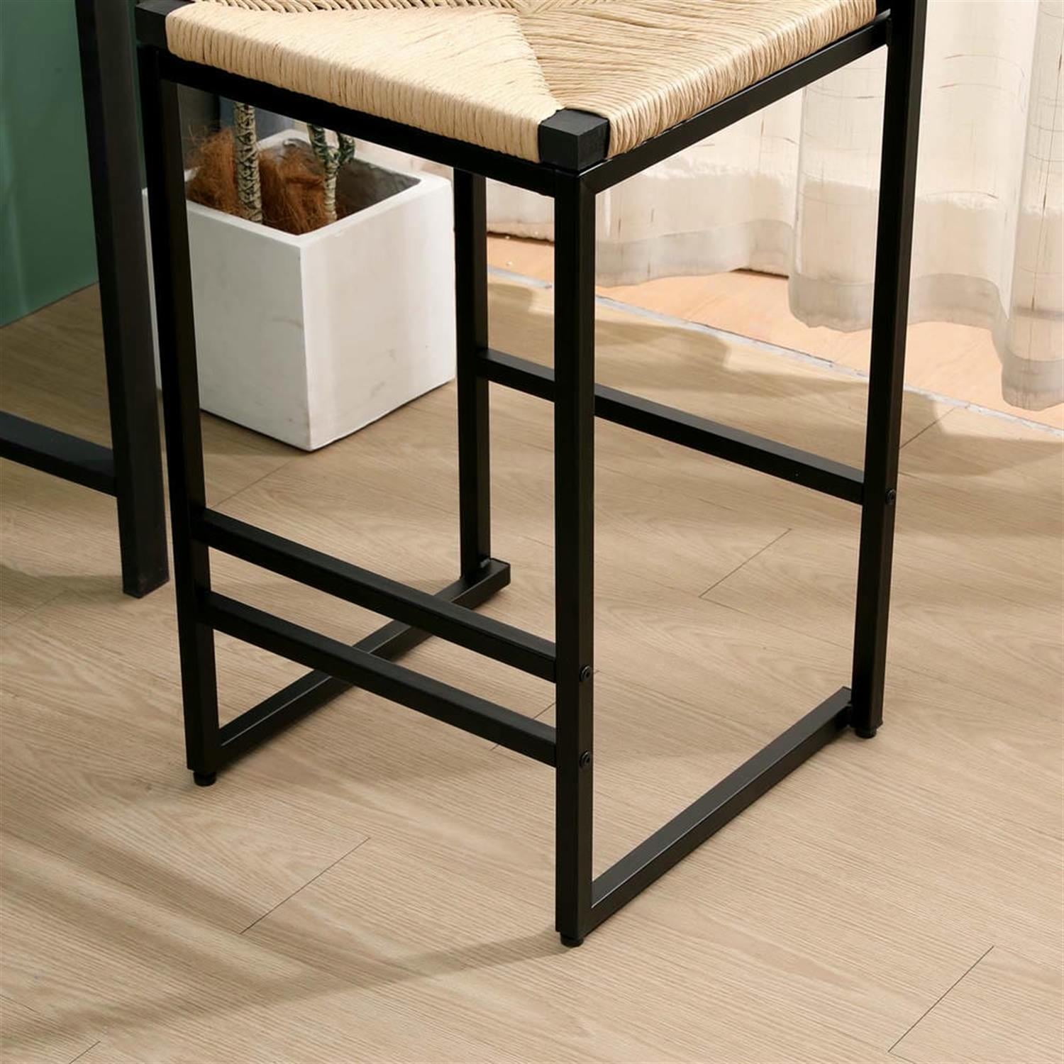 Demi Bonn 34" Counter Height Bar Stools Set of 2, Paper Rope Weave Barstools with Back, Armless Kitchen Island Countertop Chairs for Dining Room, Beige