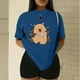 thumbnail image 3 of Playera Blusa De Capybara Con Paliacate Diseño Divertido Ropa Para Mujer Capibara Color Azul Talla Grande Marca Emil SaEs, 3 of 4