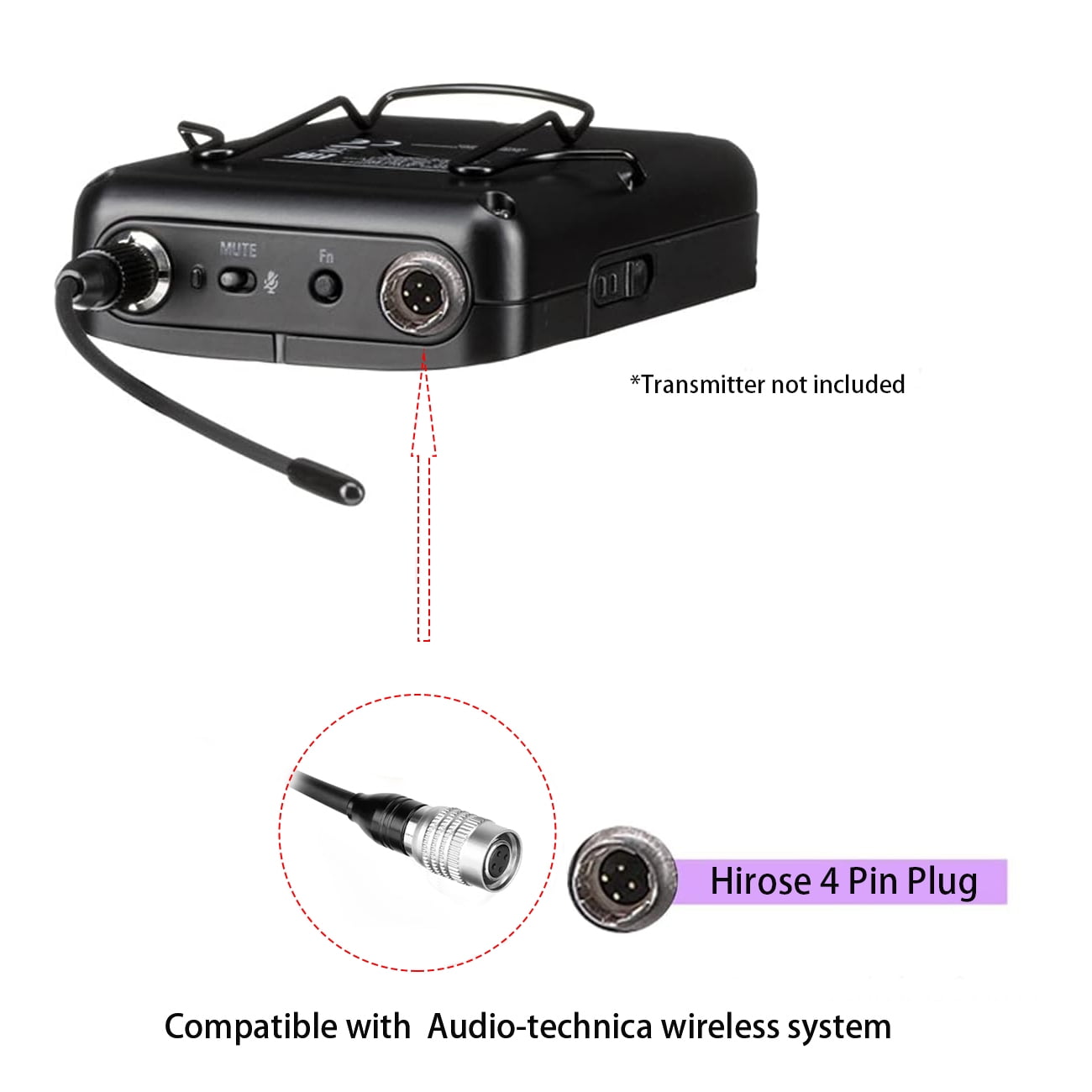 Black Lavalier Microphone, Cardidid Condenser Clip-on Mic for Audio-Technica Wireless Systems,Hirsoe Mini 4Pin Plug