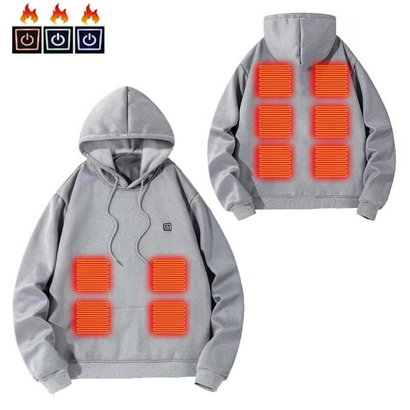 Gamivast Heated Sweatshirts for Men Women 2XL Hooded Multiple Heating Zones and 3-Levels Jackets with Pocket Hiking Long Sleeve Drawstring Hoodies Washable USB Charging Tops no Power Bank