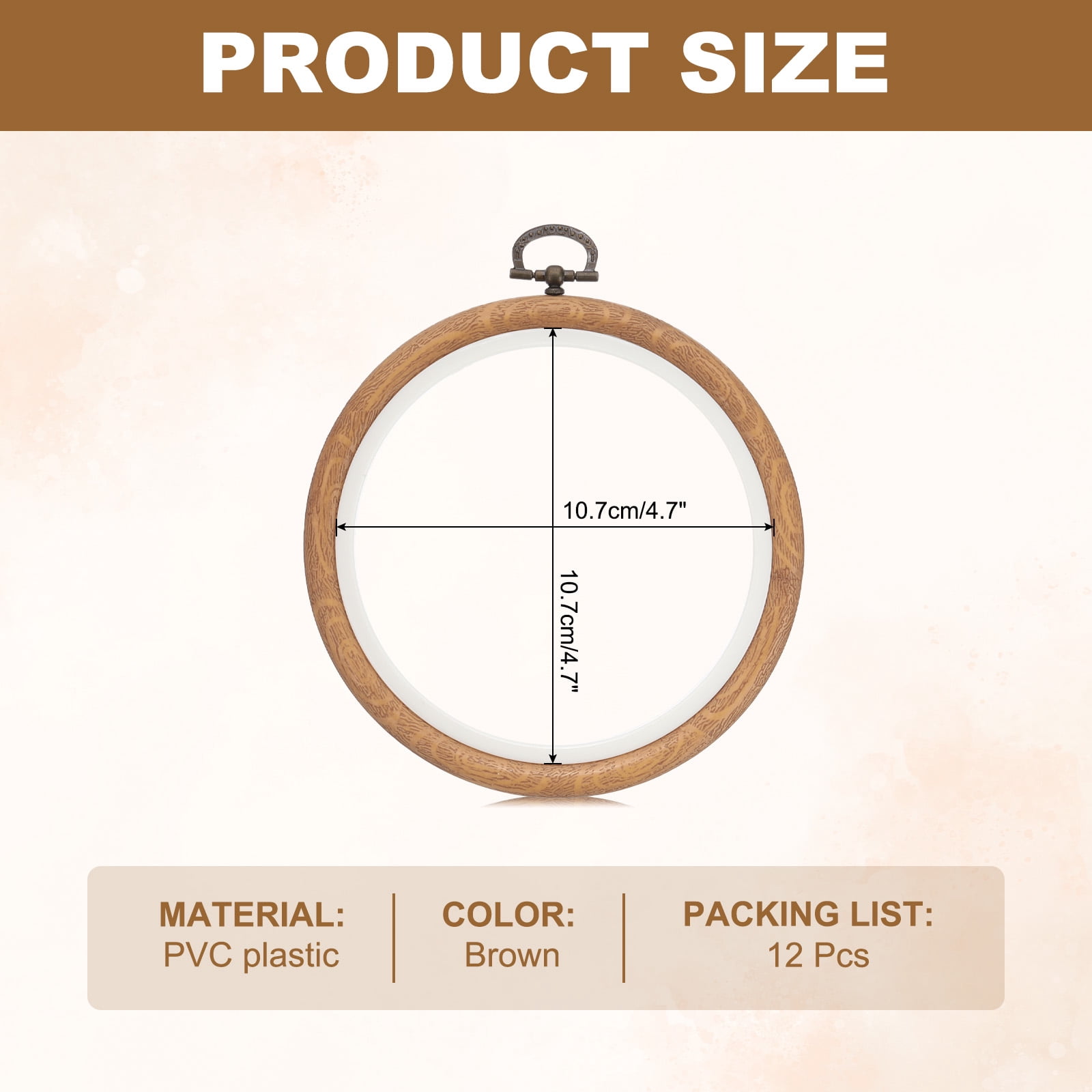 Uxcell 12 Pieces 4.2" Embroidery Hoops Frame Imitated Wood Circle Cross Stitch Hoop Ring for Embroidery Art Craft Handy Sewing Decoration