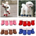 thumbnail image 3 of 4pcs Warm Pet Dog Cat Shoes Dog Boots Winter Puppy Cat Rain Snow Booties Footwear for Small Dogs Pug, 3 of 6