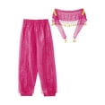 thumbnail image 3 of TiaoBug Kids Girls Belly Dance Harem Pants Chiffon Bloomer Trousers with Tassels Waist Chain Hip Scarf Hot Pink 9-12, 3 of 7