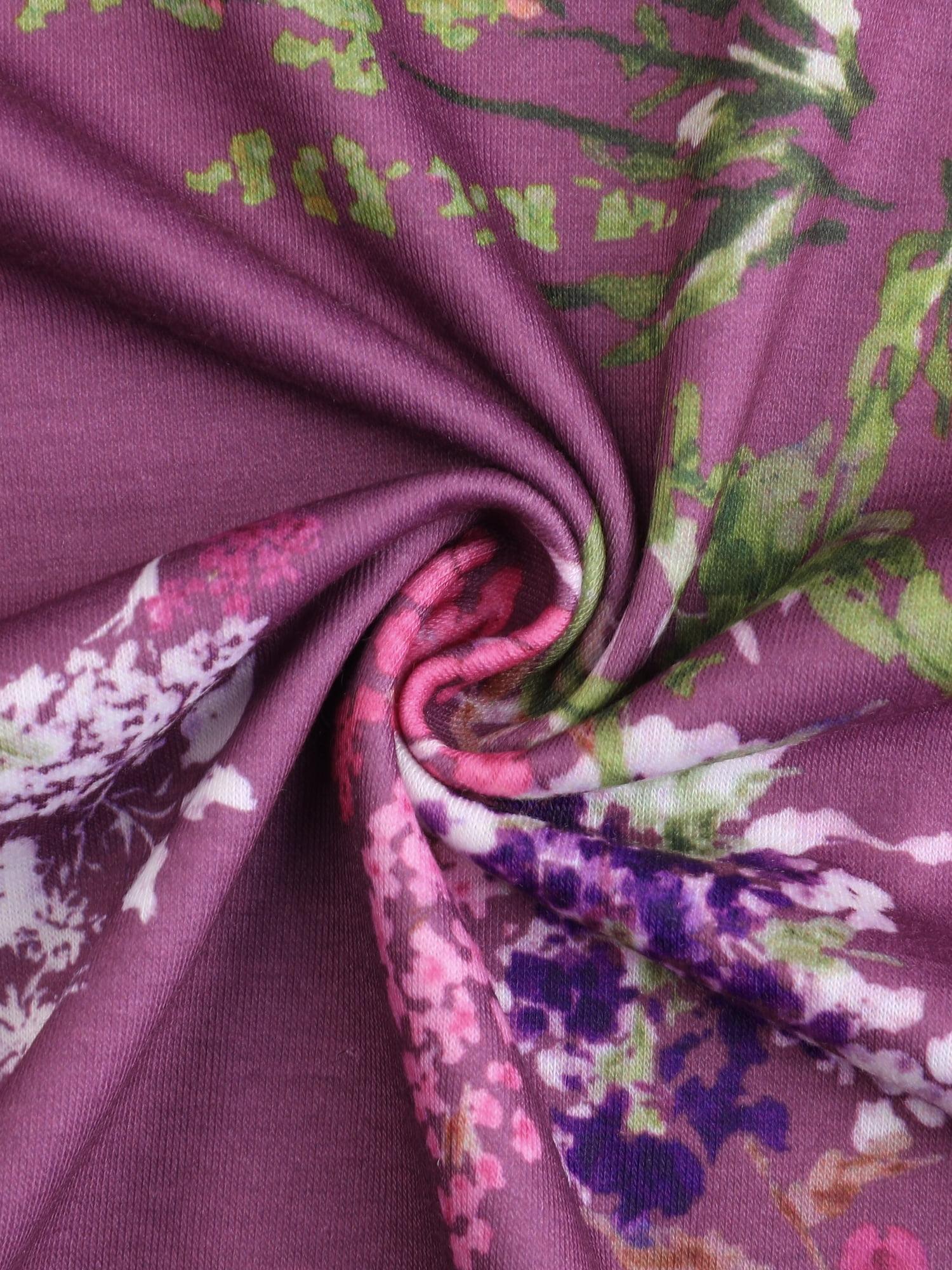 DARING DIVA Women's Plus 3/4 Ruffle Sleeve Boat Neck Floral Top 2X Purple