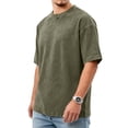 thumbnail image 5 of Oversized Tshirts For Men Vintage Short Sleeve Shirts Acid Wash Basic Tees,Army Green L, 5 of 6