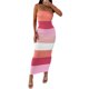 thumbnail image 3 of Lucakuins Mujer Bodycon Maxi Vestido Largo, Verano Sin Mangas Bandeau Contraste Color Acanalado Vestido de Punto Lucakuins  moda, 3 of 9