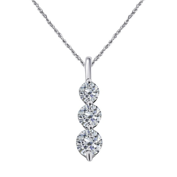 1 Carat Diamonds On 14K White Gold Pendant with 925 Sterling Silver Box Chain Necklace