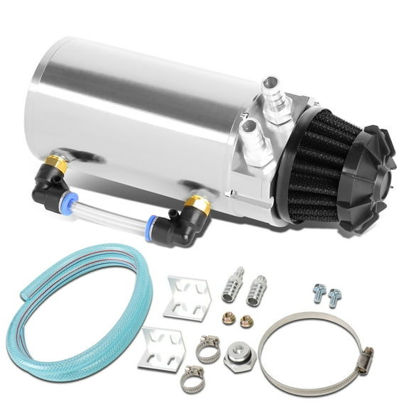 DNA Motoring OCT-ZTL-9046-SL Universal Aluminum Oil Reservoir Catch Can Tank w/Breather Filter Baffled (Silver)