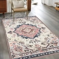 thumbnail image 3 of Beige Boho Living Room Rug 4x6 Washable Area Rug for Bedroom, Non-Slip Dining Room Rugs Ethnic Tribe Chic Elegant Pink Indoor Carpet for Kitchen Entryway Office Nursery Laundry, 3 of 9