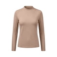 thumbnail image 4 of Staron Women's Tops Long Sleeve Solid Basic Casual Slim Crew Neck Lightweight Soft Fashion Tunic Tee Shirt, Khaki XXL, 4 of 6