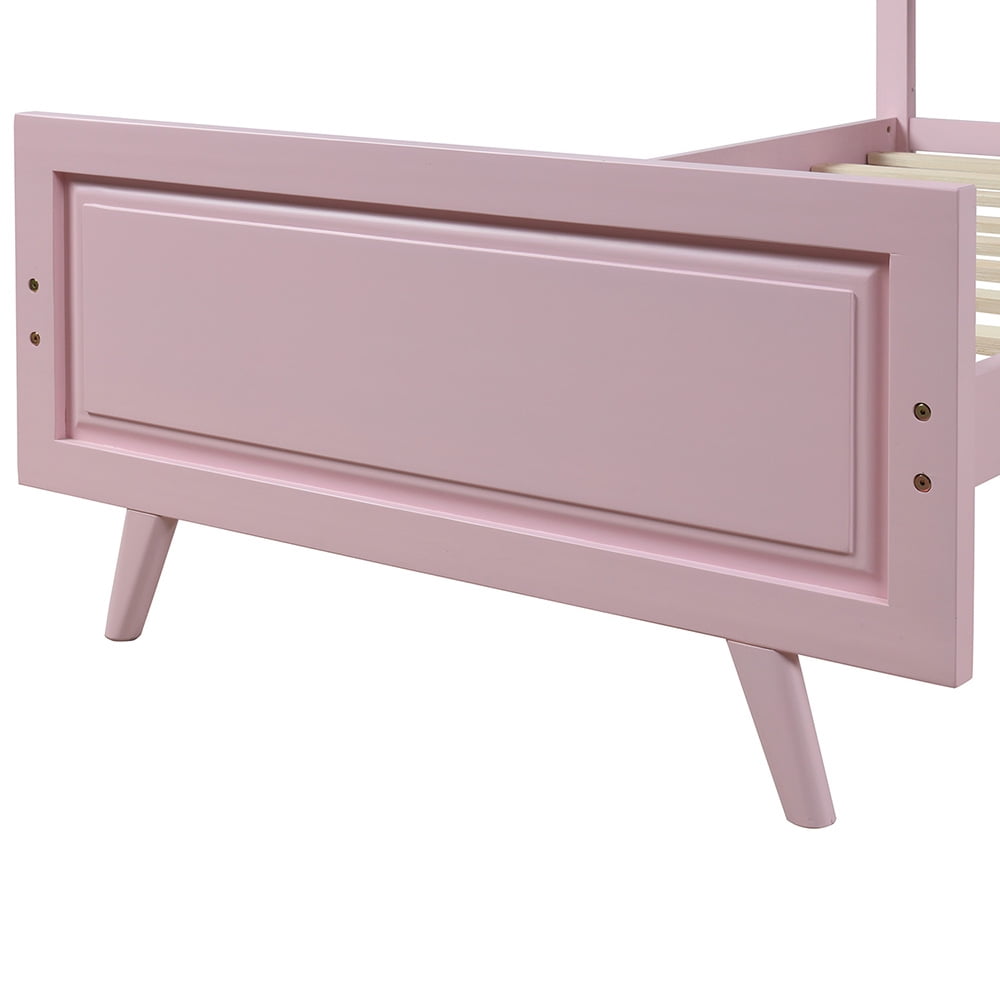 Sale Platform Beds with Headboard, Twin Bed Frame Mattress Foundation, Pink