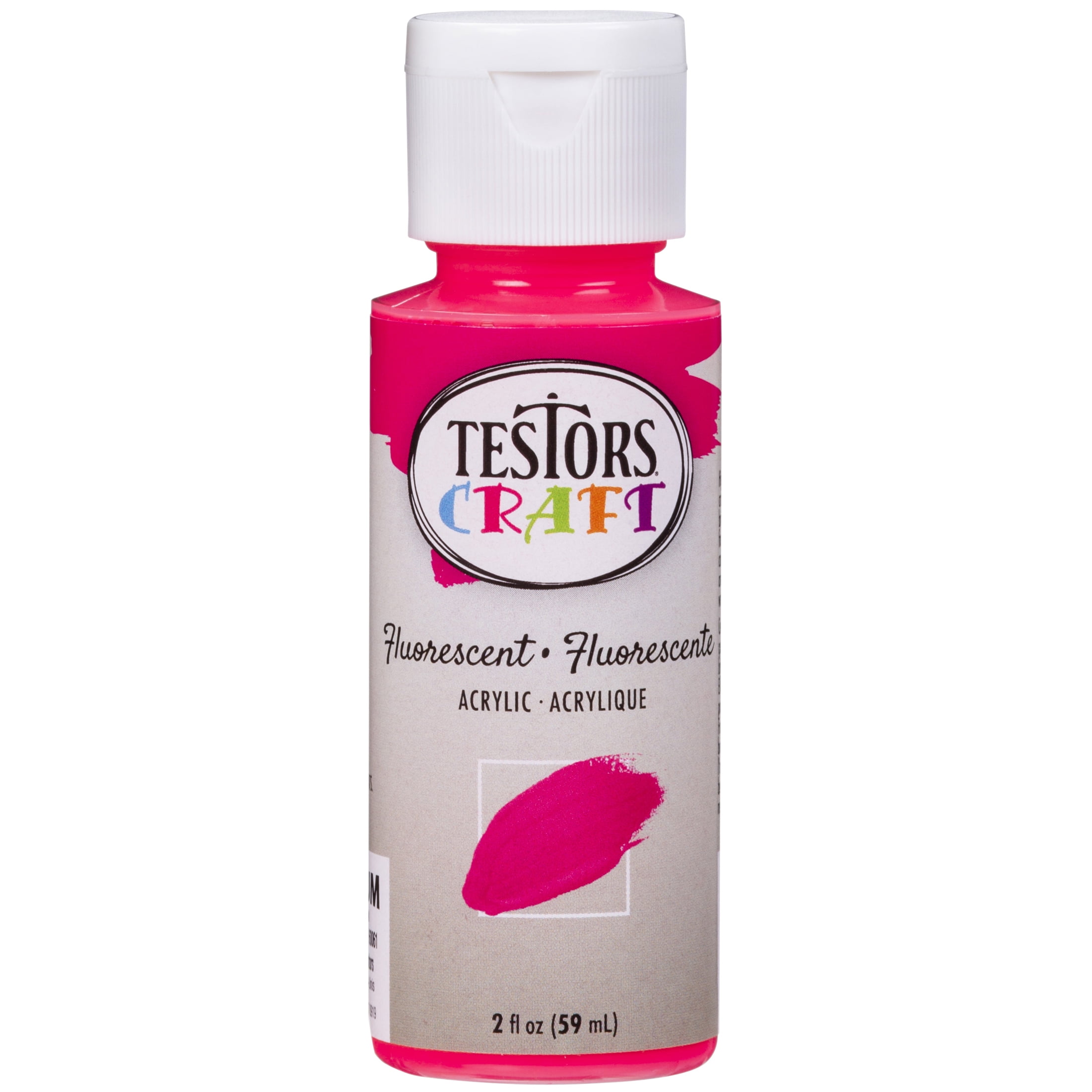 6 Pack, Pink, Rust-Oleum Testors Craft Fluorescent Acrylic Paint- 297503, 2 oz. Bottle