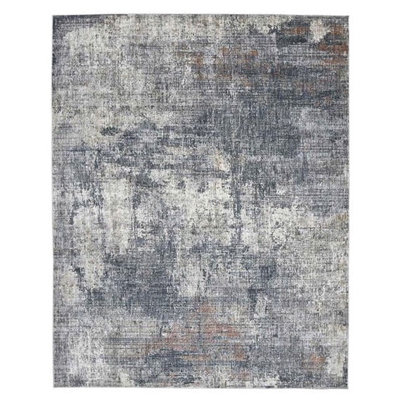 9 x 12 ft. Abstract Power Loom Rectangle Area Rug, Gray & Blue