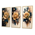thumbnail image 3 of Designart "Roses in Yellow and Blue Hues I" Floral & Botanical Framed Wall Art Set Of 3 - Yellow Rose Frame Gallery Wall Set For Home Decor, 3 of 6
