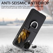 for Oppo Find N3 Flip Case with Ring, Slim PU Leather Protective Cover Phone Case Oppo Find N3 Flip ZH Black
