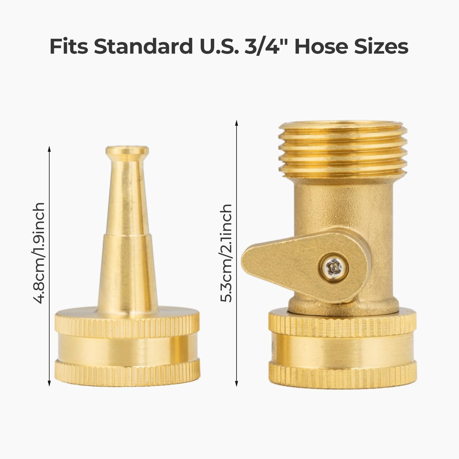 FANHAO Brass Hose Nozzle, 3/4 in GHT High Pressure Garden Water Hose Jet Nozzle with Shut Off Valve for Outdoor Garden,Car Wash, 2 Set
