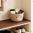 thumbnail image 4 of Woven Rope Storage Basket | Nursery Organizer | Foldable Cow Design with Ear Handles | Small Gift Basket for Baby Shower | Blanket Towel Holder for Desktop Bookshelf, 4 of 6