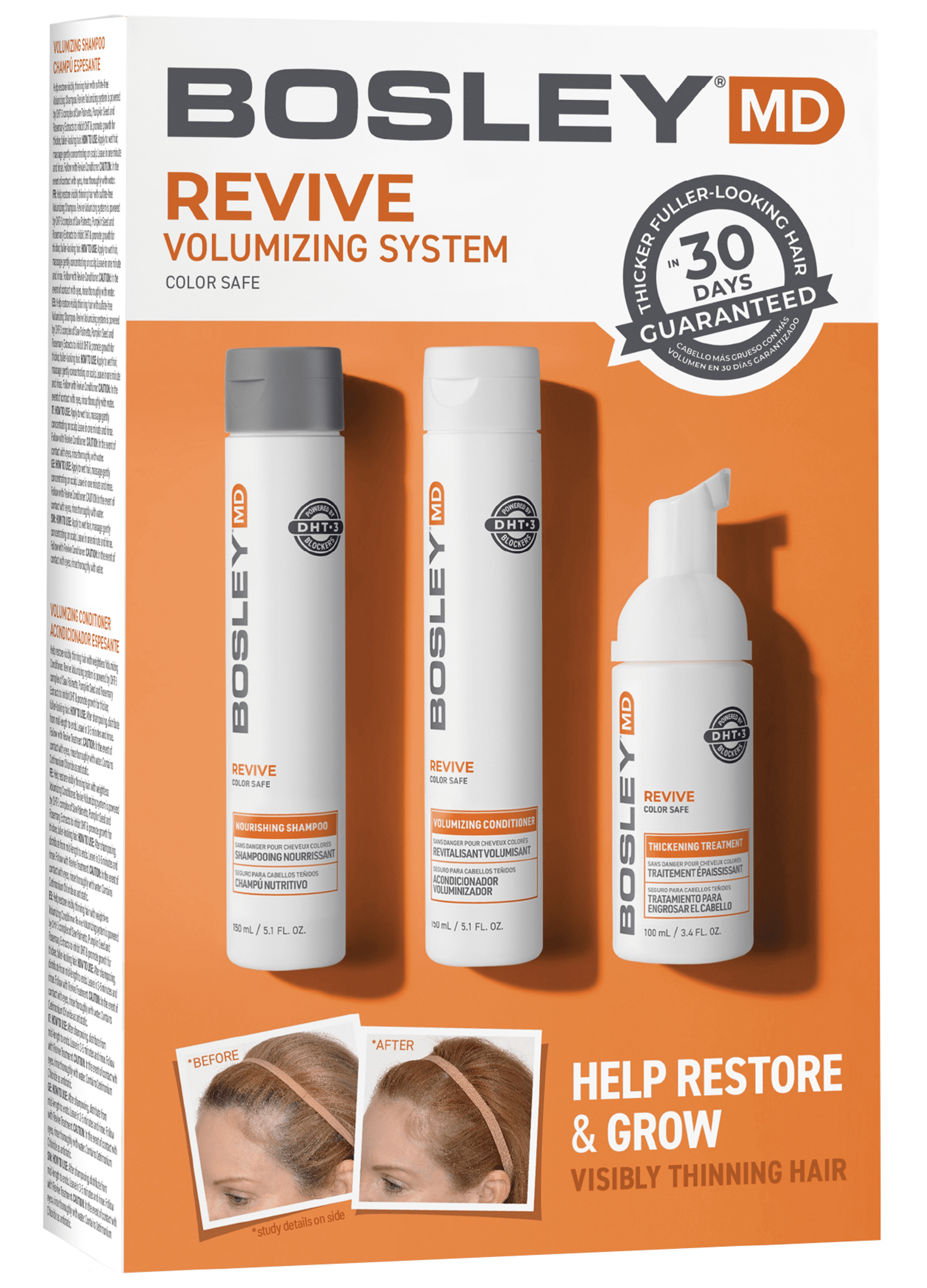 Bosley Revive Color Safe Starter Kit - Shampoo, Conditioner and Thickening Treatment - Walmart.com