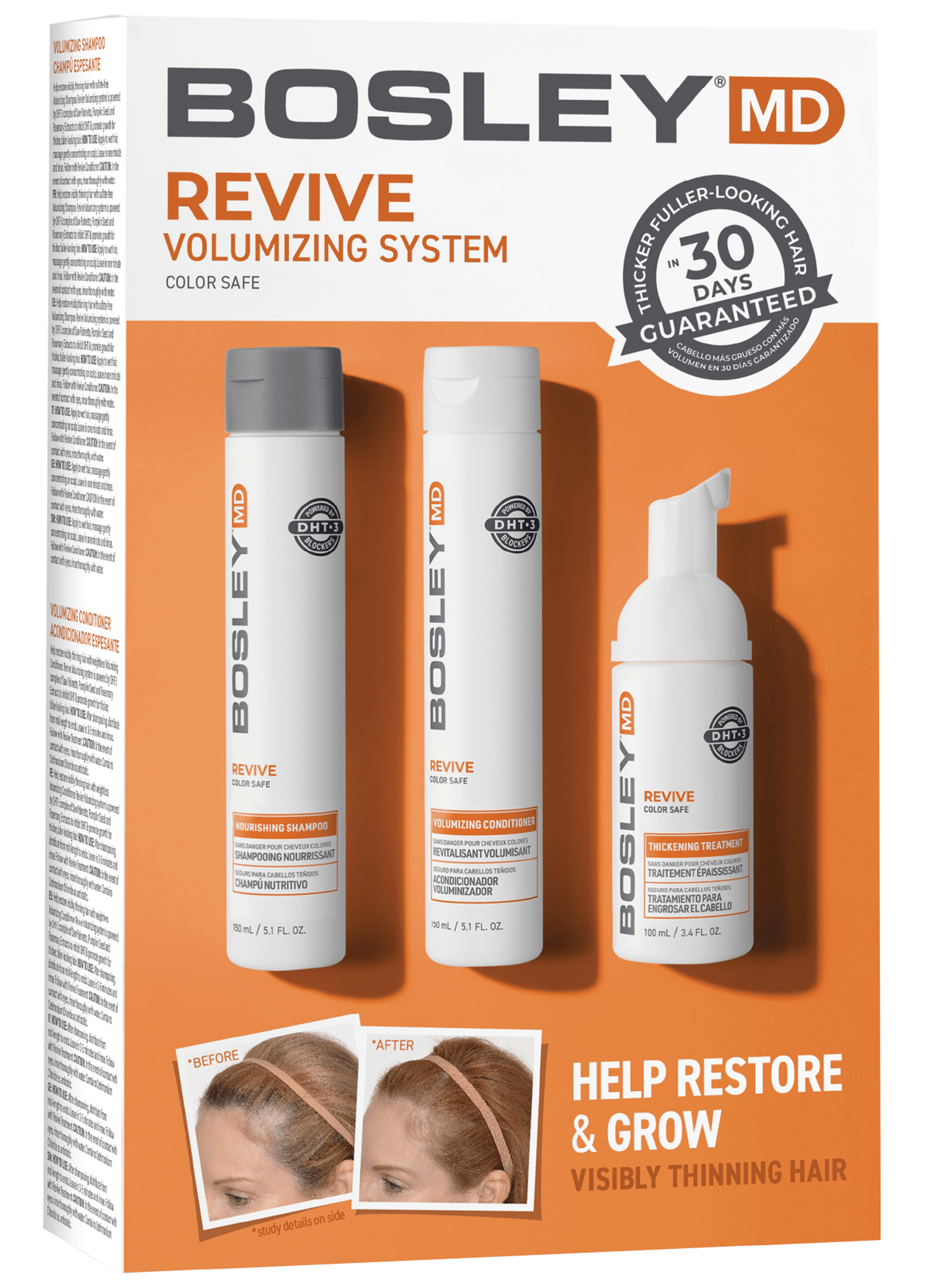 Bosley MD Revive Color Safe Starter Kit Shampoo, Conditioner and