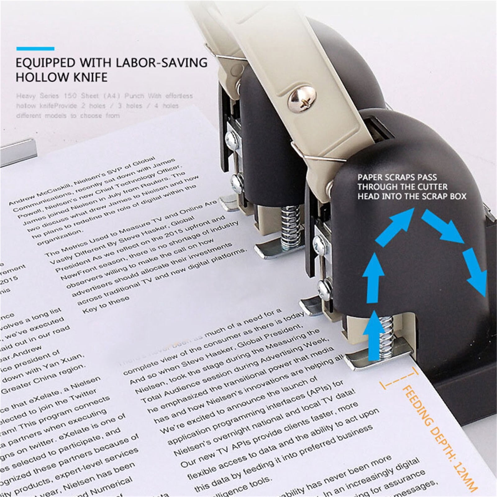 Paper Hole Punch Heavy Duty Hole Puncher, 2 Holes 3 Holes 4 Holes Punch 150 Sheets Of Paper ,Heavy Duty Build