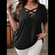 thumbnail image 4 of Tops para Mujer, Camisetas de Verano A con Cuello Cruzado, Túnicas Holgadas e Informales de Gran Tamaño Negro XXL, 4 of 9