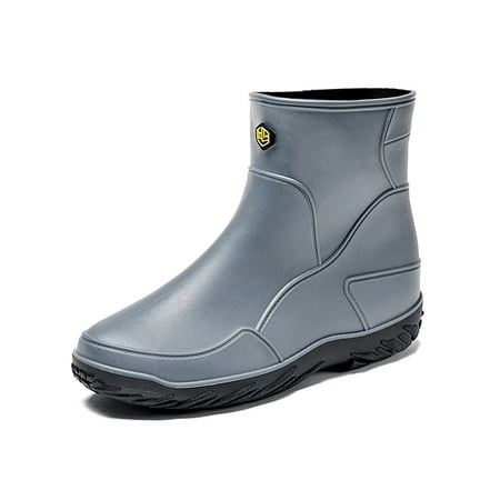 

Wazshop Men s Rain Boots Slip Resistant Waterproof Boot Wide Calf Garden Shoes PVC Lightweight Rainboot Mens Outdoor Slip-On Gray 8.5