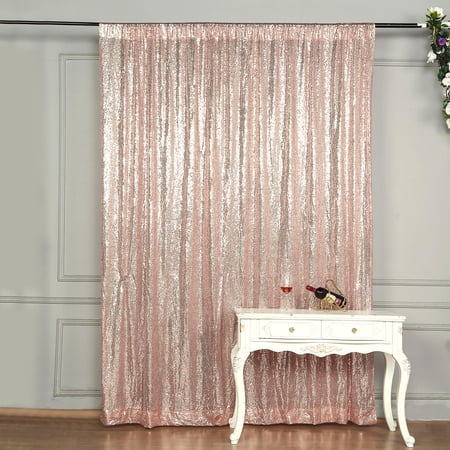 BalsaCircle 8 feet x 8 feet Blush Sequin Backdrop Curtain Wedding Party Photobooth Decorations