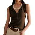 thumbnail image 2 of LYMAYTER S-XL Women's Button Vest Sleeveless Tank Slim Vest, 2 of 3