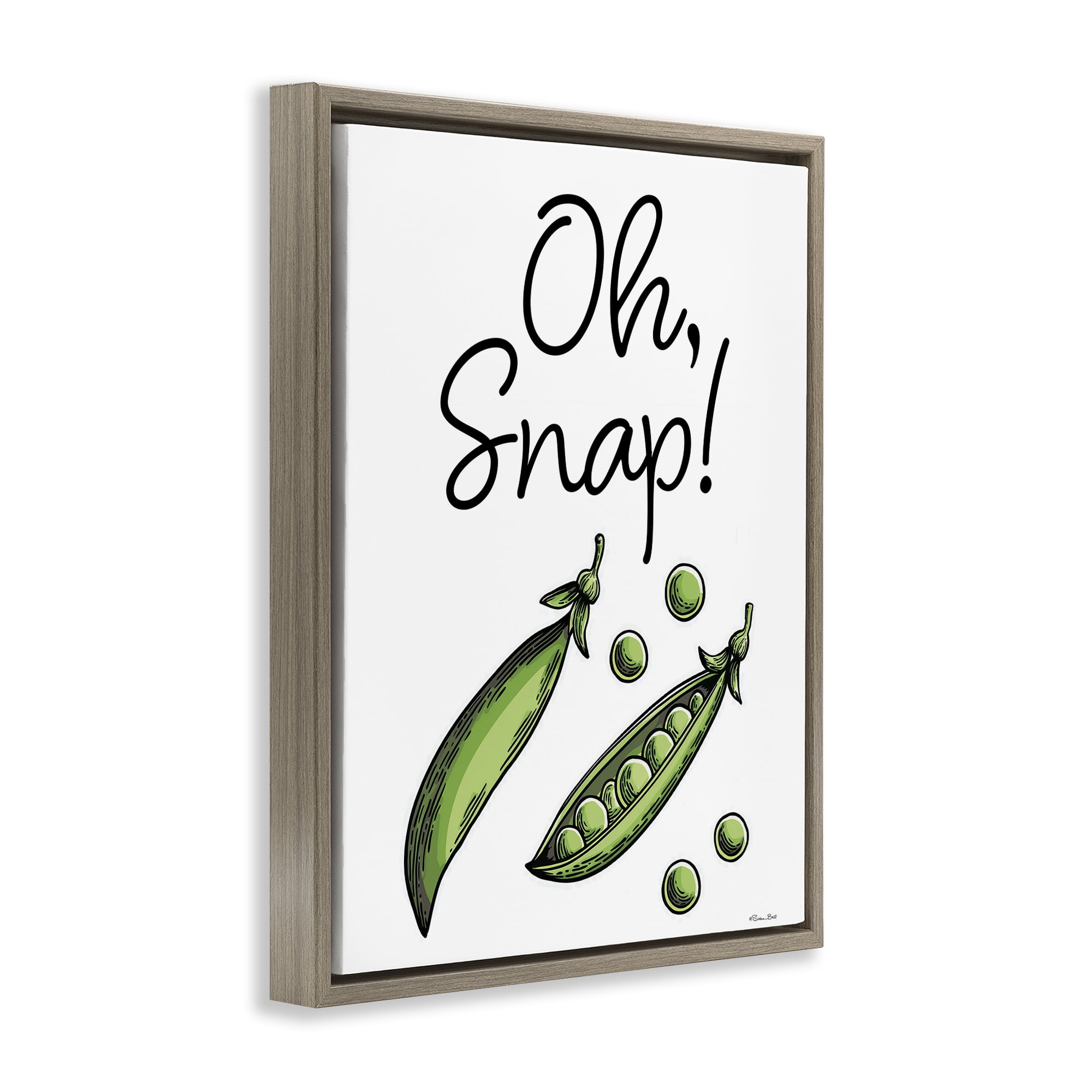 Stupell Industries Oh Snap Peas Brown Framed Floater Canvas Wall Art, design by Susan Ball