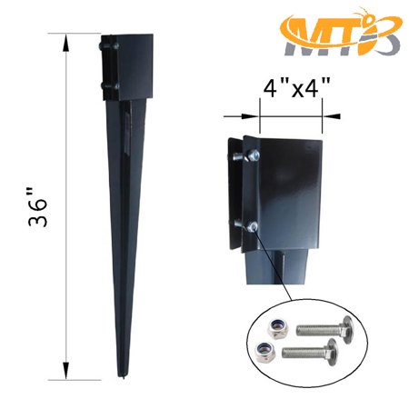 MTB Supply 713049949659 Fence Post Ground Spike, Black - 36 x 4 x 4 in. - Pack of 4