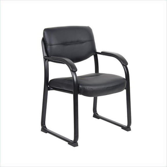 Scranton & Co Contemporary Leather Sled Base Side Chair with Arms