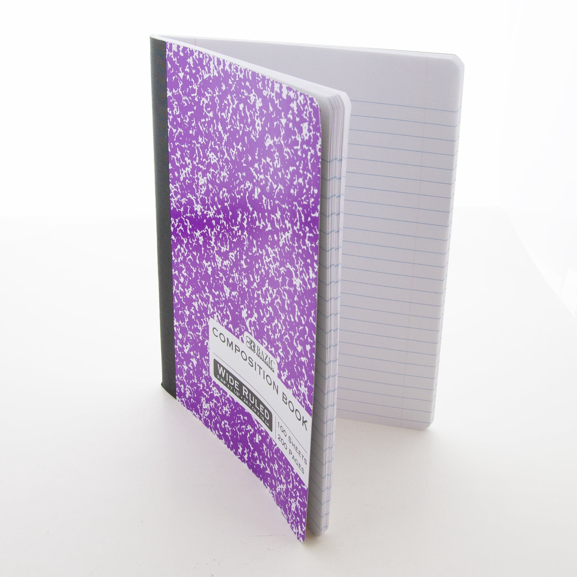 BAZIC Composition Book Marble Wide Ruled 100 Sheet, Assorted Color, 48-Pack