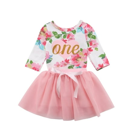 

Musuos Baby Girls 1st Birthday Tutu Dress Sleeveless Floral Romper Top Lace Skirt