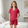 thumbnail image 2 of Xudanell Baby Girls Toddlers Baby Girls' 2-Piece Coat Style Pajama Short Set (5-6 Years,Red), 2 of 4