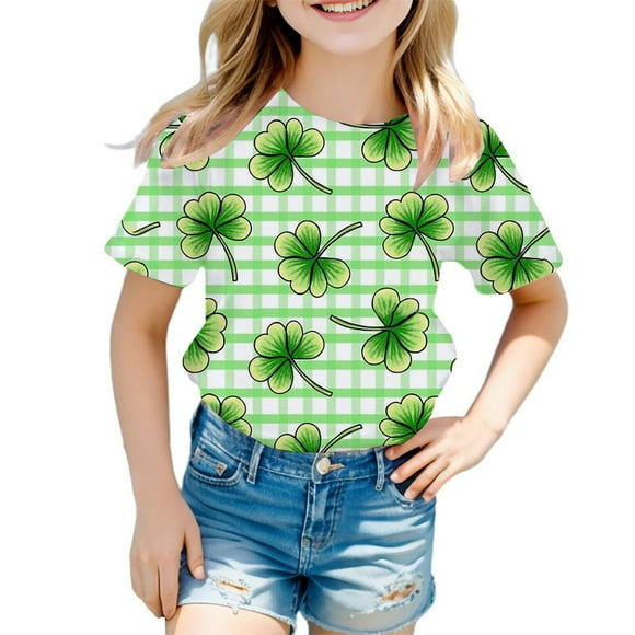 5t Long Sleeve Shirts Girls I Am The Big Sister T Shirt for Toddler Girls Boy And Girl Fashion Casual Saint Pat Round Neck Loose Short Sleeve T Shirt Top
