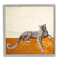 Stupell Leopard Wildlife Geometric Animal Animals & Insects Painting Gray Framed Art Print Wall Art