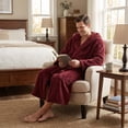thumbnail image 3 of U2SKIIN Mens Robe Big and Tall with Hood,Full Length Plush Robe for Men Long Fleece Bathrobe（Burgundy, 2XL/3XL）, 3 of 7