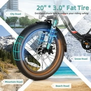 Elifine 500W Foldable Electric Bike, 20 x 3.0 Fat Tire Electric Bicycle Max. 19.8mph Commuter Ebike, 48V 10.4Ah Removable Battery UL 2849 with 5 Riding Modes Electric Bike for Men Women Senior