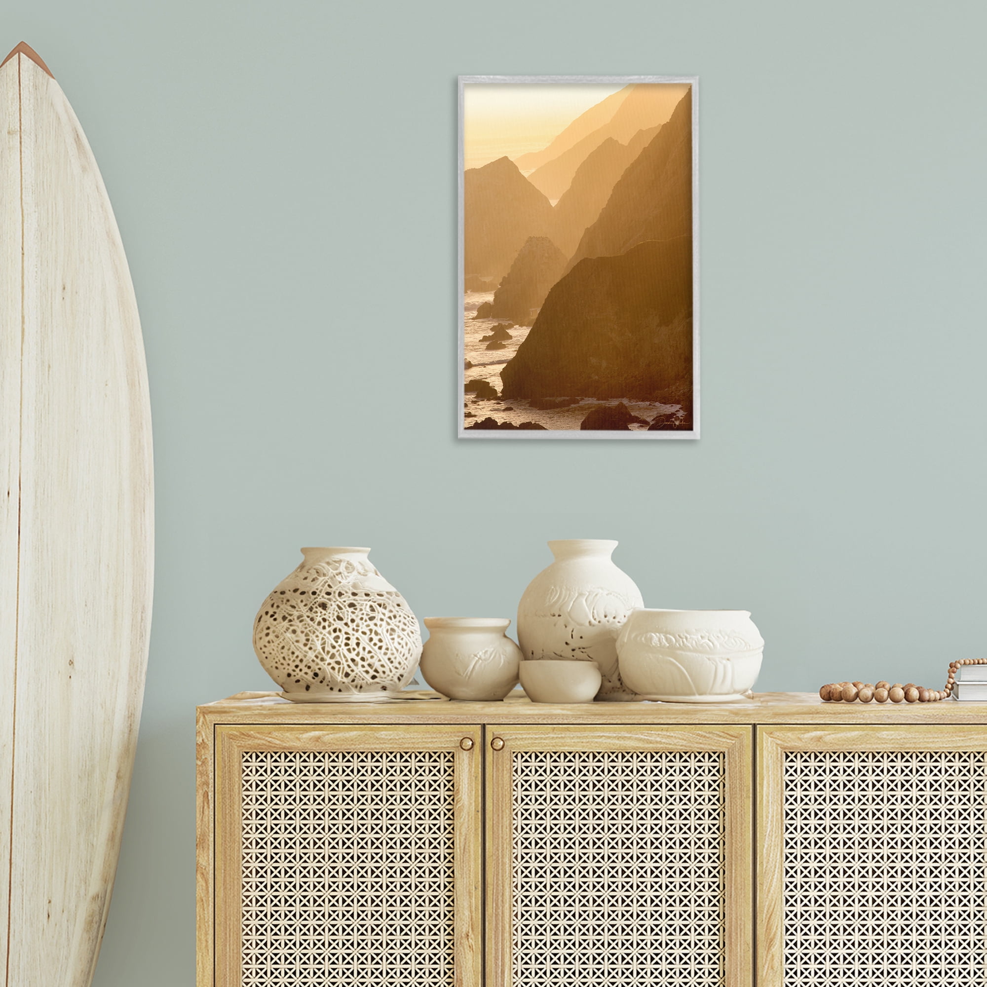 Stupell Industries Rocky Cliffs by Beach Landscape Photography Gray Framed Art Print Wall Art, 16 x 24