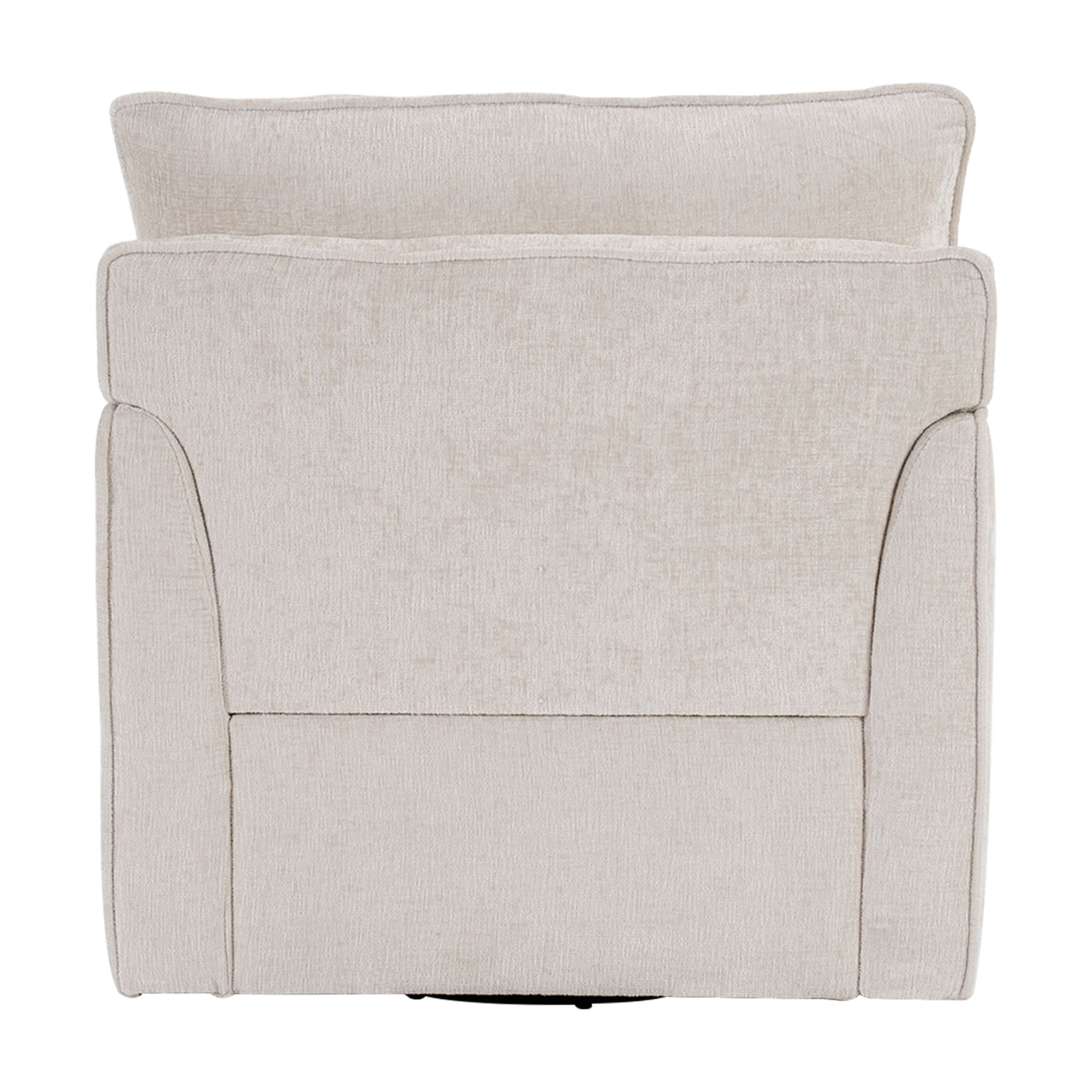 HOQBN 360°Swivel Accent Chair, Comfy Single Square Sofa Armchairs,Upholstered Club Chairs for Living Room,Bedroom, Reading Room, Beige