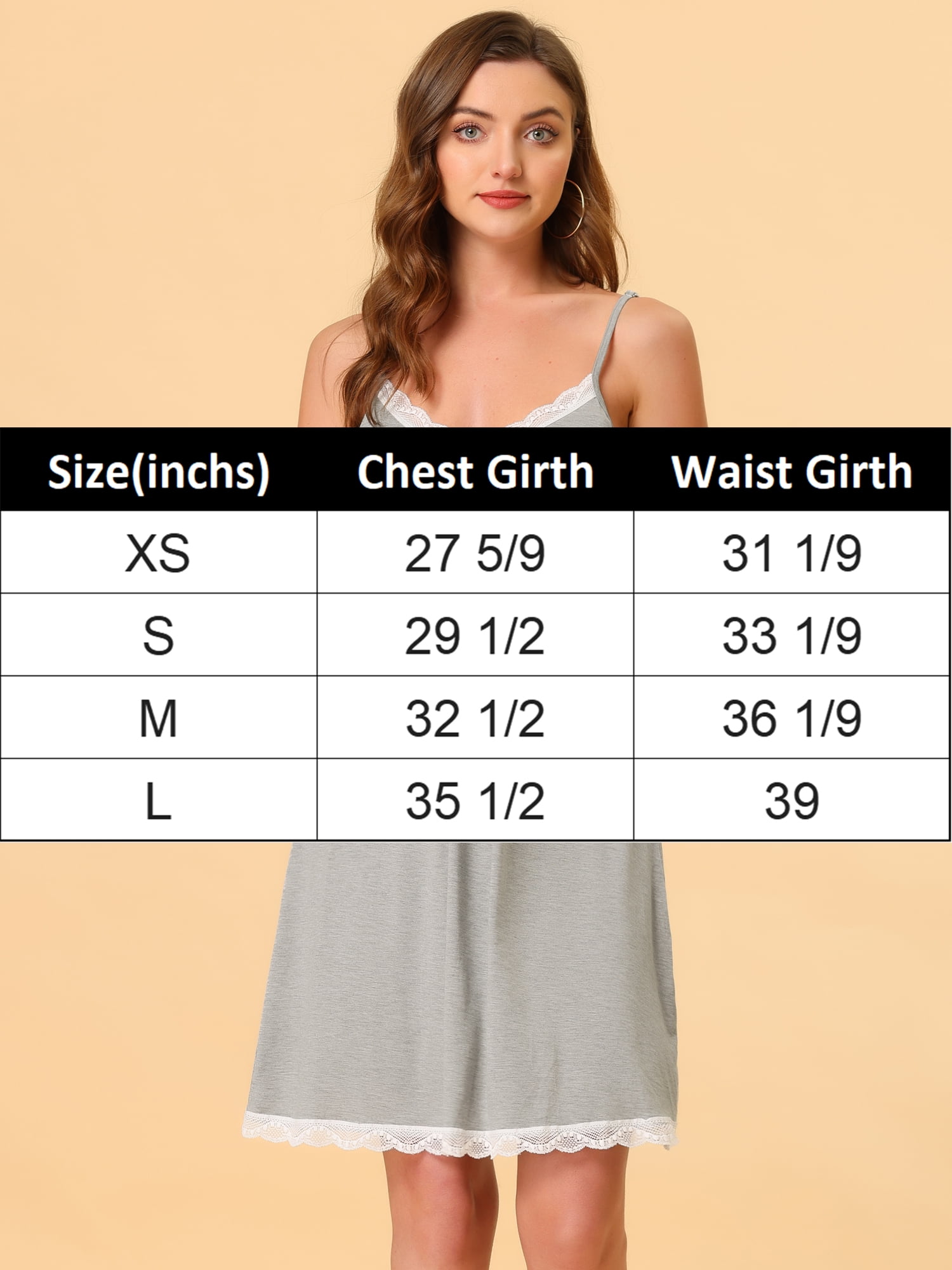 Unique Bargains Women's Pajama V Neck Lace Sexy Nightdress Stretchy Lounge Dress