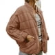 thumbnail image 2 of Chaquetas Acolchadas para Mujer, Informales, de Cuello Alto, Larga, Abrigos de Invierno Extragrandes con Cremallera Caqui Oscuro S, 2 of 7
