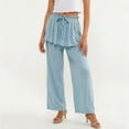 thumbnail image 2 of Noric Women Straight Leg Peplum Pants with Pockets High Waisted Drawstring Casual Summer Flowy Palazzo Pants Loose Fit, 2 of 7