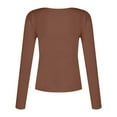 thumbnail image 4 of BAODANN Women's Solid Color V Neck T Shirt Hot Girl Slim Long Sleeve Shirt Top Layering Long Sleeve Shirt Women T Shirts for Women Thin Long Sleeve Shirt Running Top Women Women's Tops Summer, 4 of 4