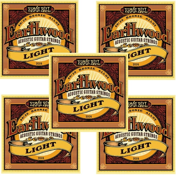Ernie Ball Acoustic Guitar Strings 2004 Earthwood 80/20 Bronze Light 5 Pack
